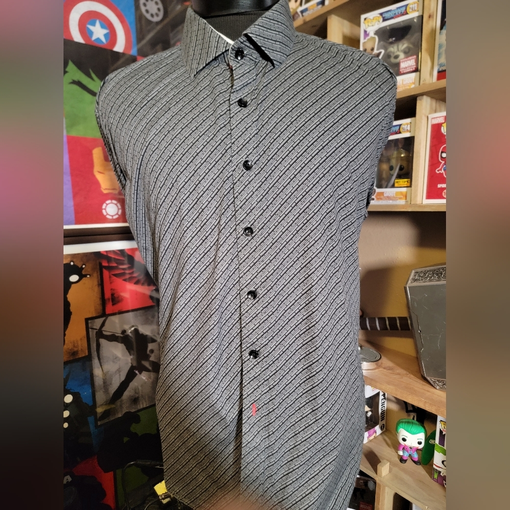 Definitive charcoal patterned shirt.